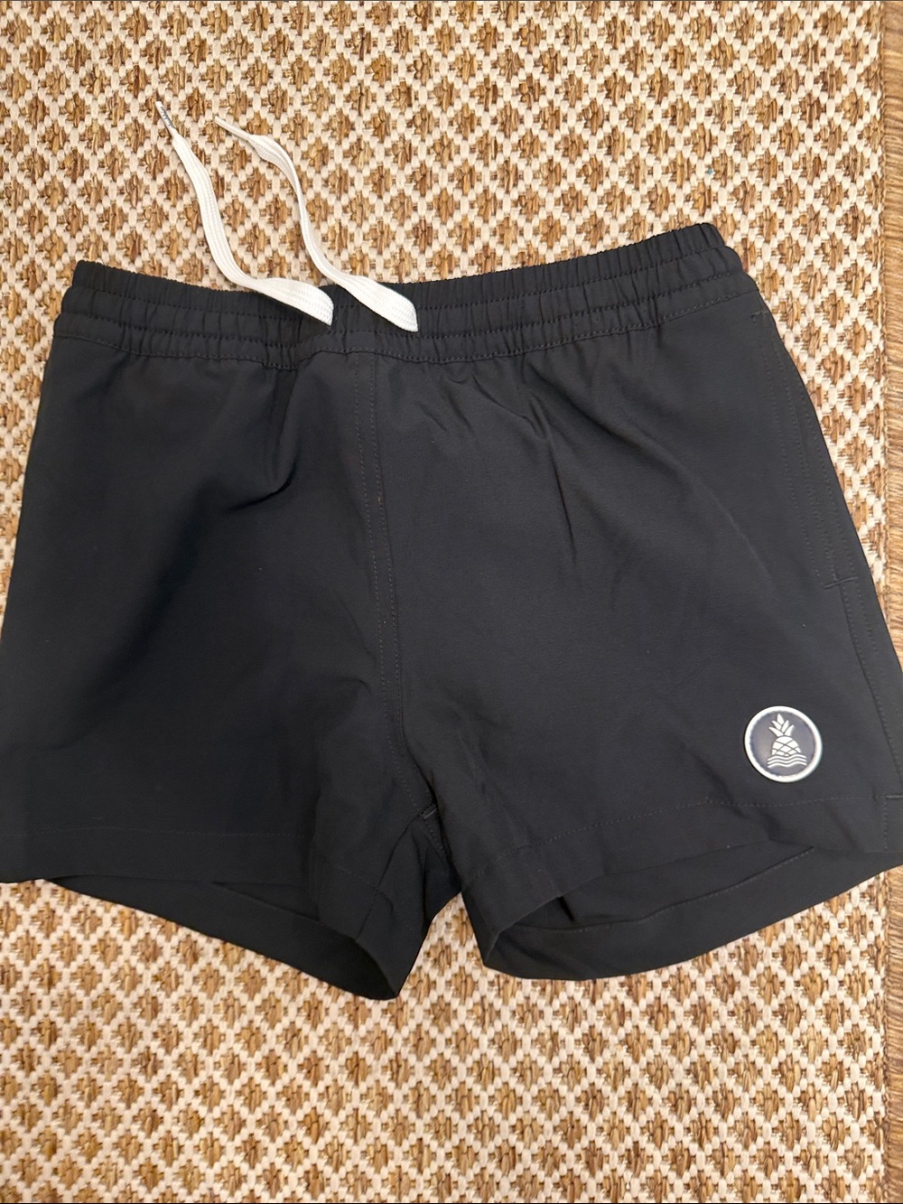 chubbies Black Kids Swim Trunks with Pineapple Patch